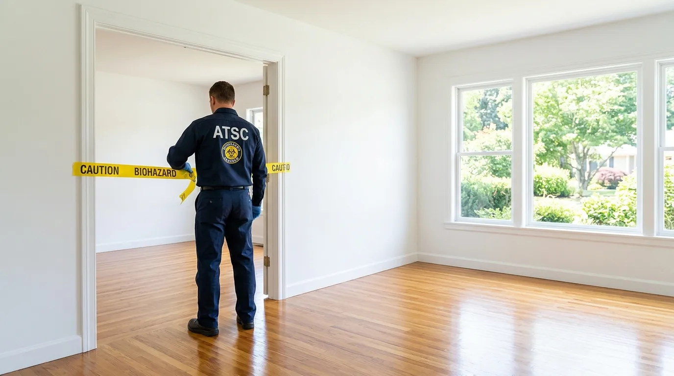 Certified biohazard cleanup crew performing Trauma Scene Cleanup in North Babylon